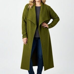 Olive Green Long Open Cardigan